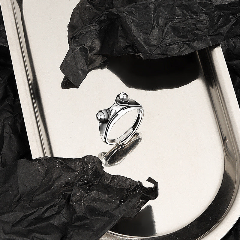 Charming Whimsy: Unisex Carnelian Frog Prince Adjustable Ring (Thai Silver).