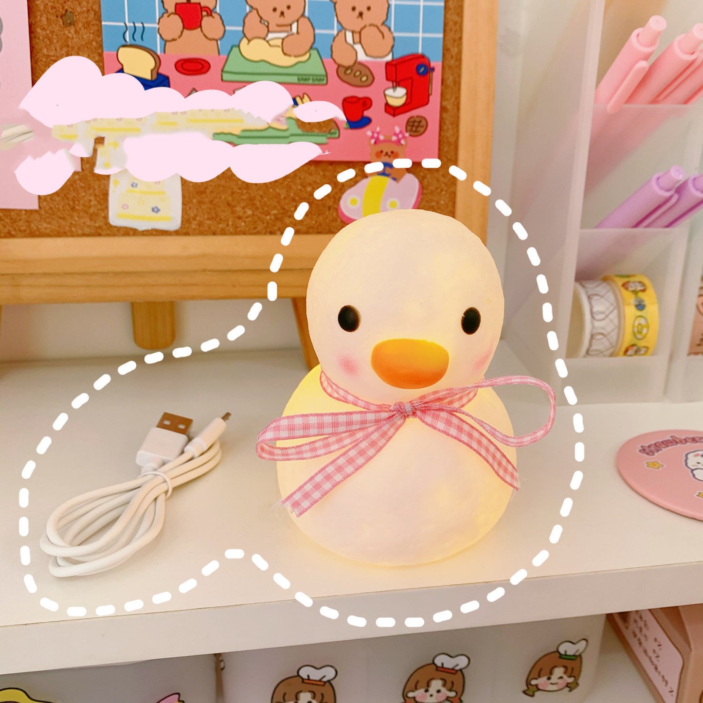 INS Bedroom Girl LED Night Light – Cute Little Duck Bedside Lamp & Room Decor (Creative Gift)