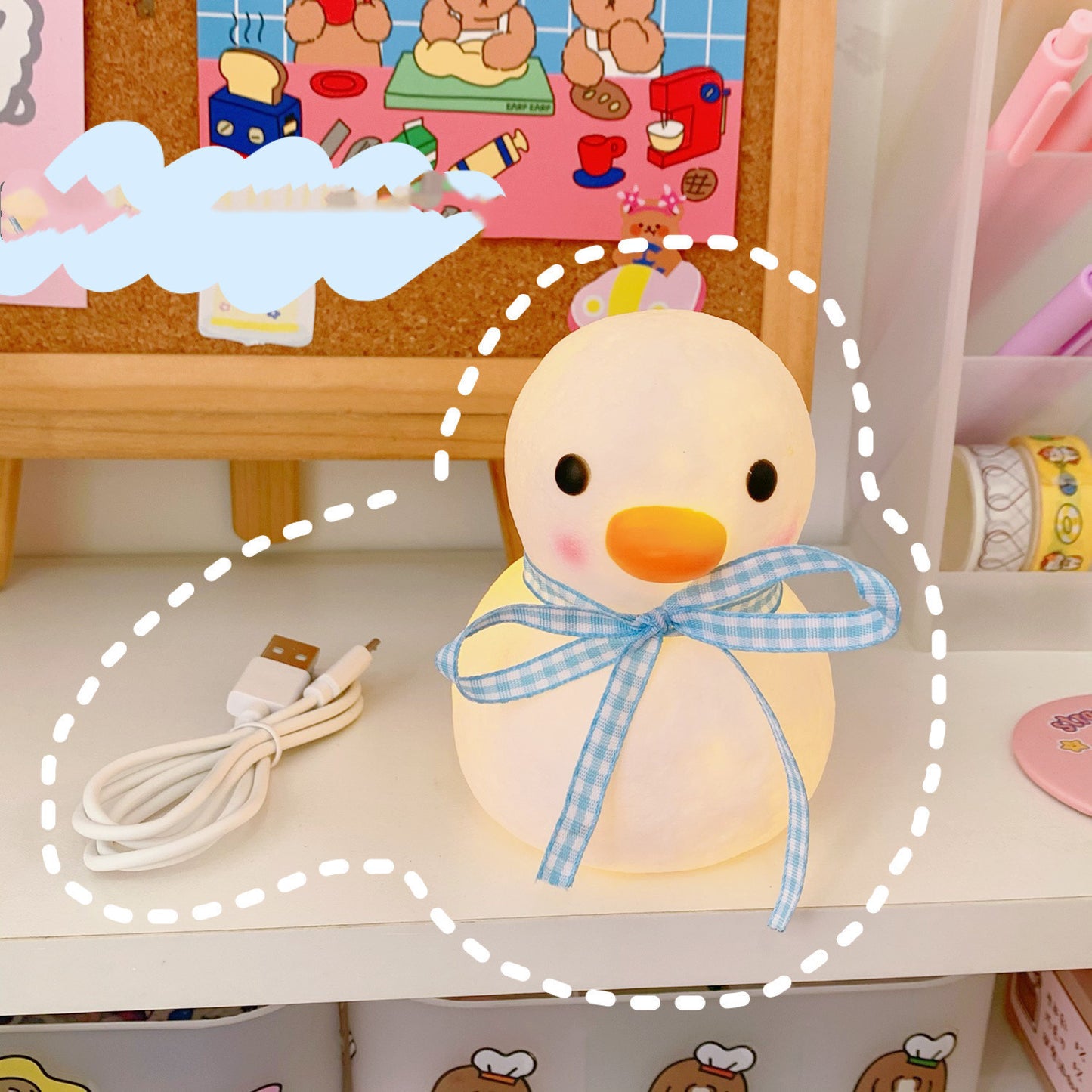 INS Bedroom Girl LED Night Light – Cute Little Duck Bedside Lamp & Room Decor (Creative Gift)