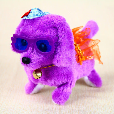 Electric Plush Toy Dog, Musical Walking Puppy with Built-In Battery (Random Color)