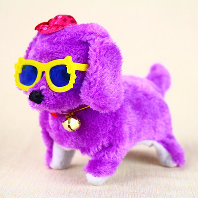 Electric Plush Toy Dog, Musical Walking Puppy with Built-In Battery (Random Color)