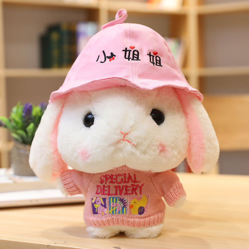 Lop-Eared Bunny Plush Toy, Cute White Rabbit Doll (30cm)