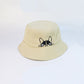 Fashion Casual Dog Embroidered Fisherman Hat, Wide-Brim Cotton Bucket Hat