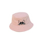 Fashion Casual Dog Embroidered Fisherman Hat, Wide-Brim Cotton Bucket Hat