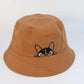 Fashion Casual Dog Embroidered Fisherman Hat, Wide-Brim Cotton Bucket Hat