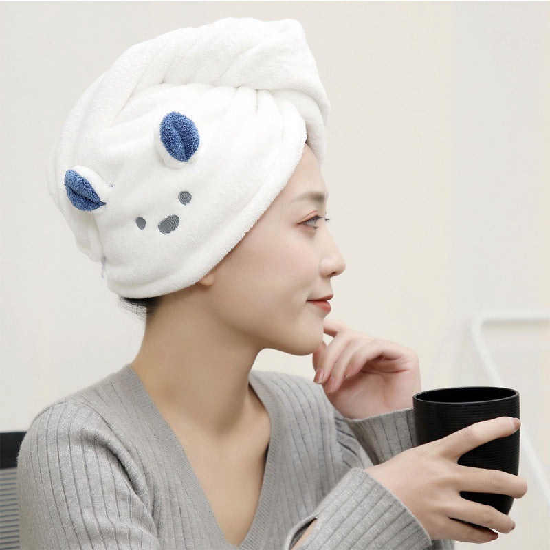 Cartoon Bunny Ears Dry Hair Hat, Super Absorbent Towel Cap with Cute Design