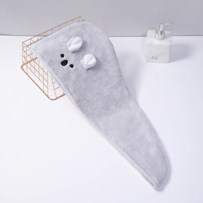 Cartoon Bunny Ears Dry Hair Hat, Super Absorbent Towel Cap with Cute Design