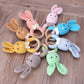 Cute Baby Wooden Ring Teeth Toy, Knitted Bunny Wooden Circle