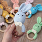 Cute Baby Wooden Ring Teeth Toy, Knitted Bunny Wooden Circle