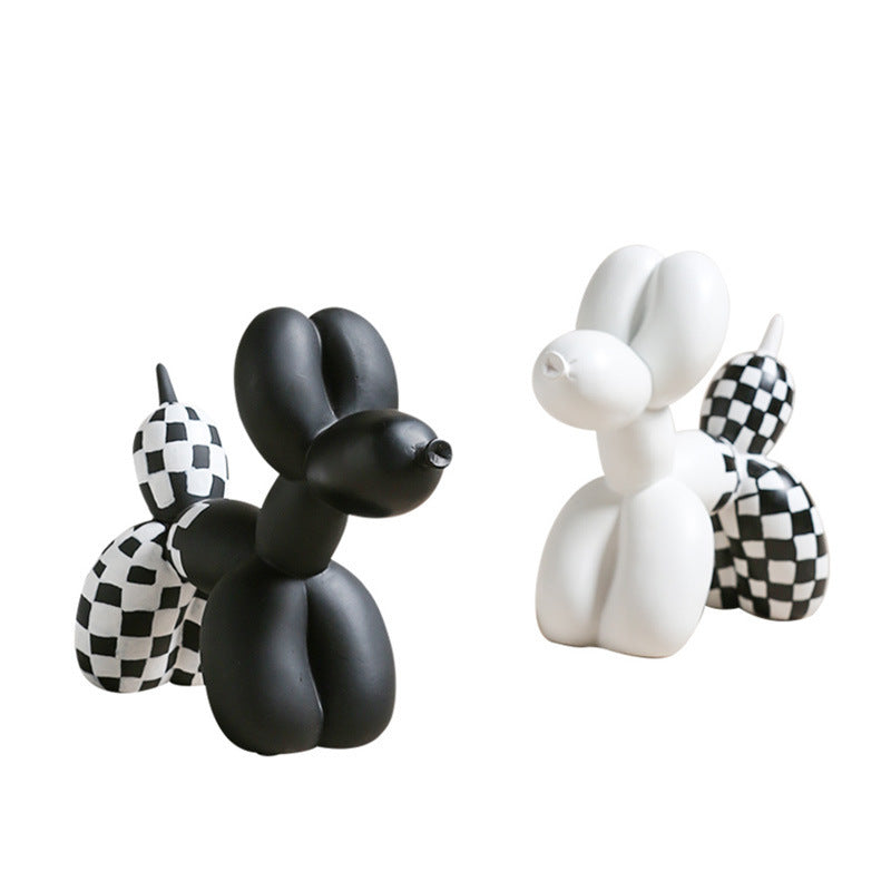 Modern Balloon Dog Desktop Ornament, 3D Resin Sculpture (Black / White)