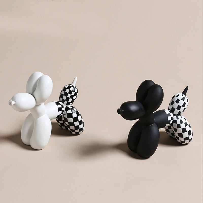 Modern Balloon Dog Desktop Ornament, 3D Resin Sculpture (Black / White)