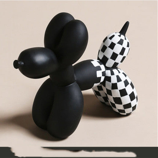 Modern Balloon Dog Desktop Ornament, 3D Resin Sculpture (Black / White)