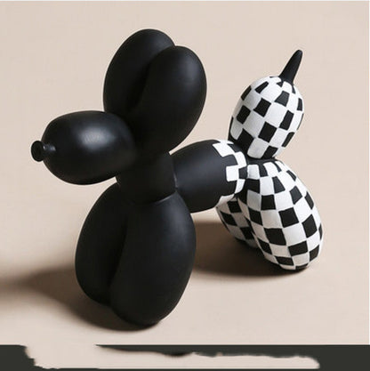 Modern Balloon Dog Desktop Ornament, 3D Resin Sculpture (Black / White)