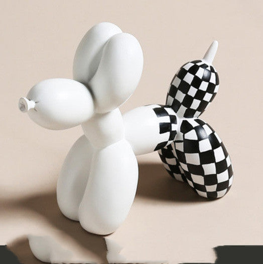 Modern Balloon Dog Desktop Ornament, 3D Resin Sculpture (Black / White)