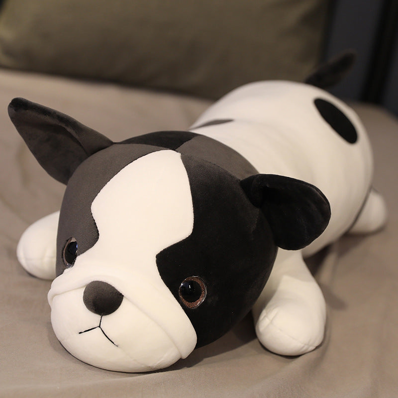 Plush Dog Toy for Girls, 80cm Super Soft Simulation Dog Doll with PP Cotton Filling (Black & White)