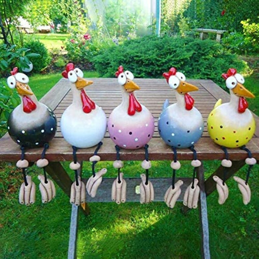 Yard Art Decor Chicken Garden Lawn Plug – Hen & Rooster Resin Ornaments for Indoor/Outdoor Decoration