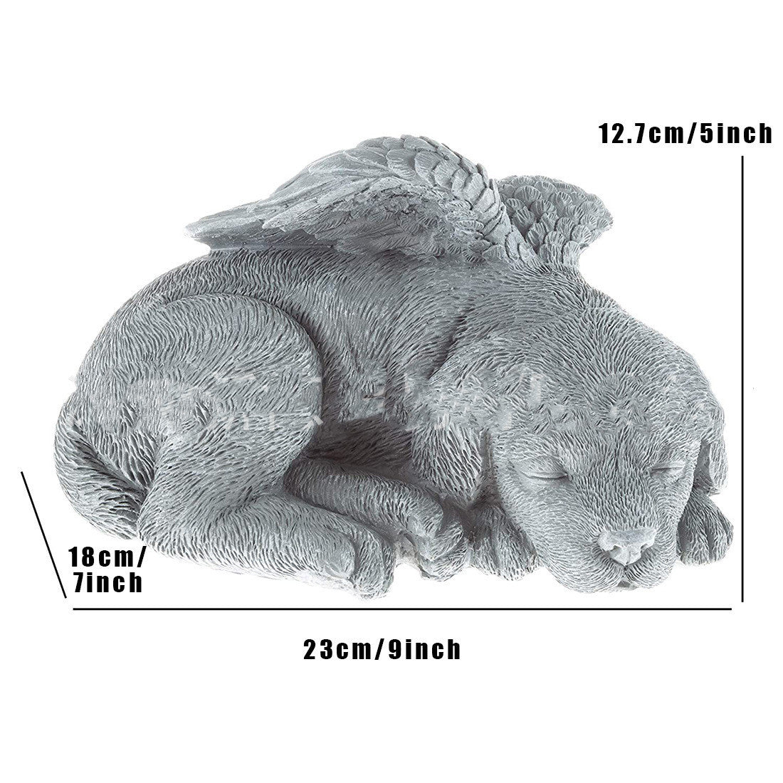 Angel Dog Resin Ornament, Simulation Animal Memorial Figurine (23×18×12.7 cm)