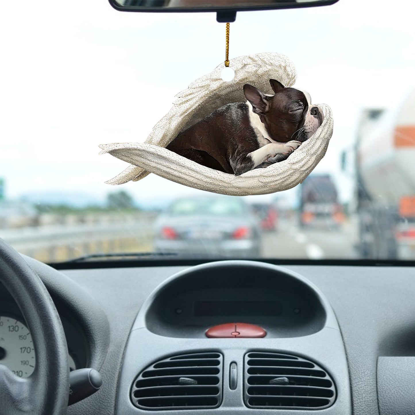 Sleeping Angel Dog Car Pendant, Cute Acrylic Hanging Ornament for Cars, Doors & Home Décor