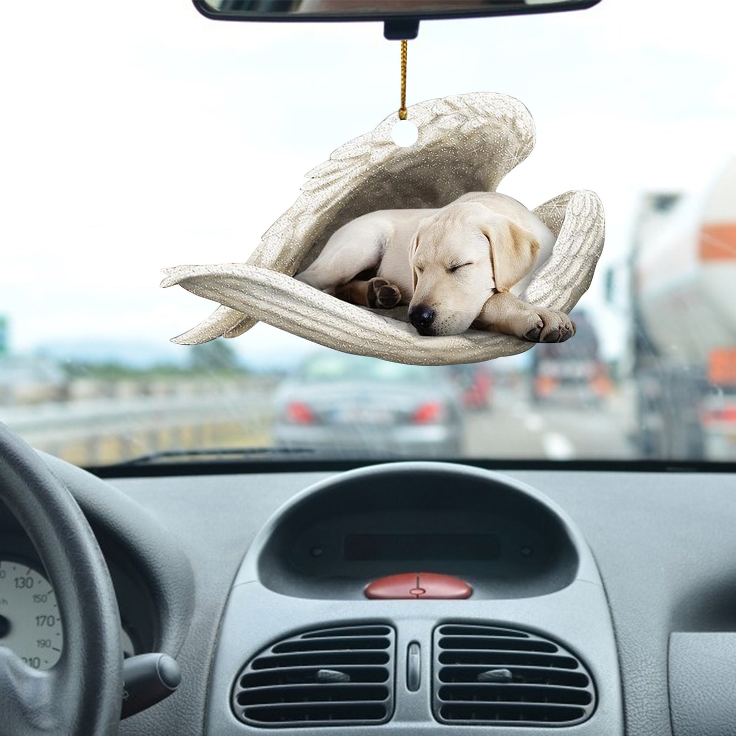 Sleeping Angel Dog Car Pendant, Cute Acrylic Hanging Ornament for Cars, Doors & Home Décor