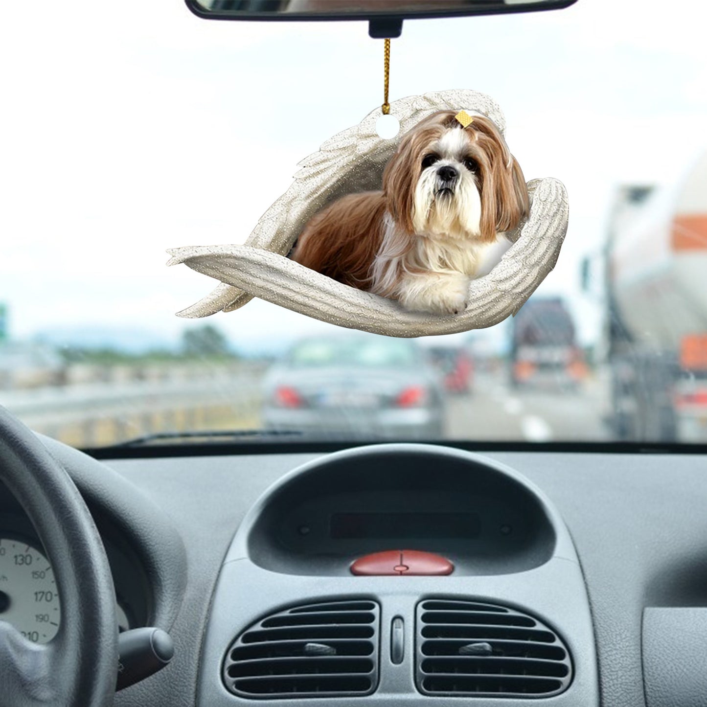 Sleeping Angel Dog Car Pendant, Cute Acrylic Hanging Ornament for Cars, Doors & Home Décor