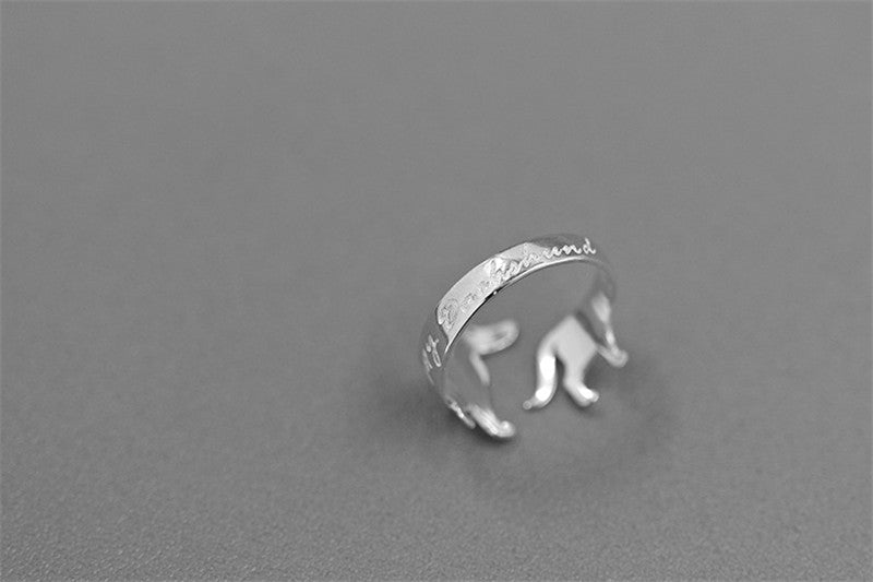 S925 Sterling Silver Dachshund Ring, Cute Cartoon Dog Jewelry for Women
