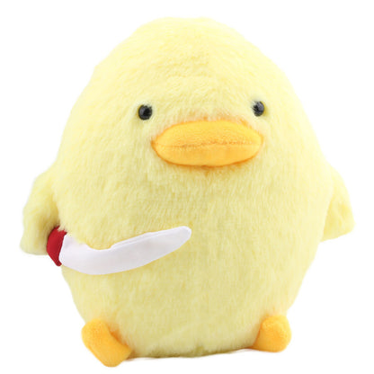 Quirky Protector: Little Yellow Duck Plush Ragdoll Toy with Knife (Cute & Soft).