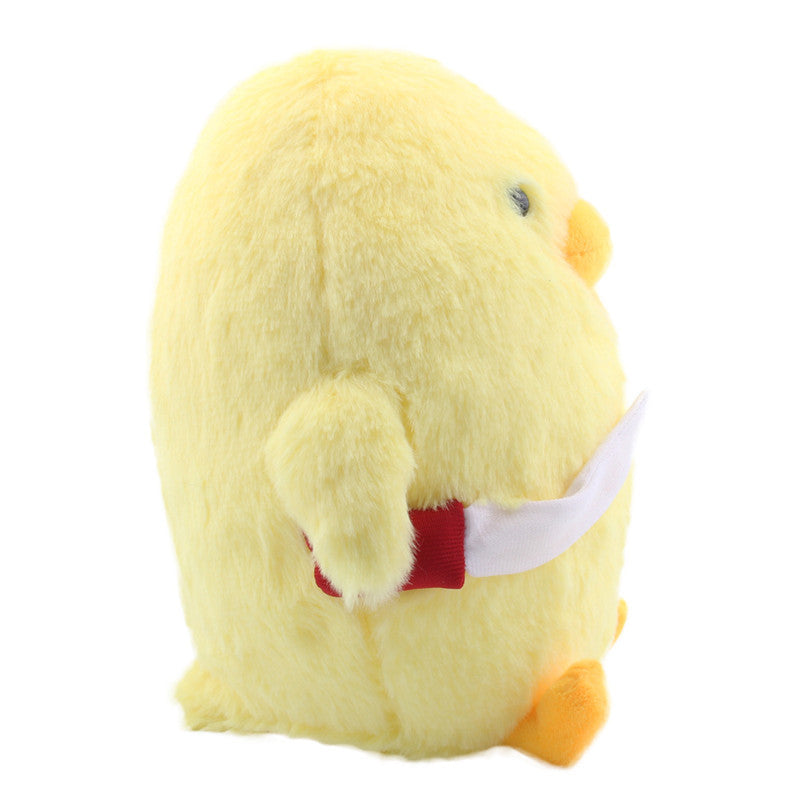 Quirky Protector: Little Yellow Duck Plush Ragdoll Toy with Knife (Cute & Soft).