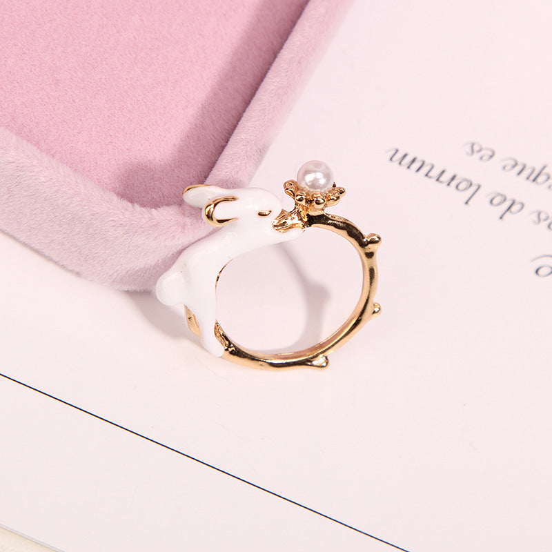 Japanese Cute Bunny Ring, Retro Sweet Alloy Rabbit Ring (Super Cute)