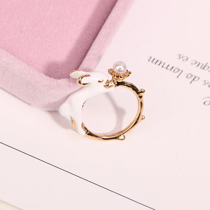 Japanese Cute Bunny Ring, Retro Sweet Alloy Rabbit Ring (Super Cute)
