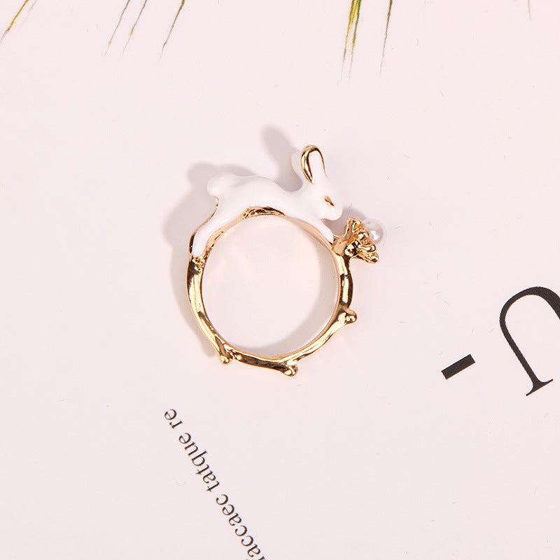 Japanese Cute Bunny Ring, Retro Sweet Alloy Rabbit Ring (Super Cute)