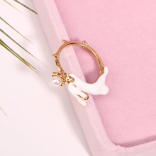 Japanese Cute Bunny Ring, Retro Sweet Alloy Rabbit Ring (Super Cute)