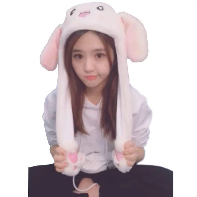 Cute Vibrato Bunny Ear Hat, Wool Plush Cartoon Winter Hat for Kids & Adults