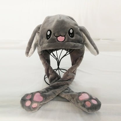 Cute Vibrato Bunny Ear Hat, Wool Plush Cartoon Winter Hat for Kids & Adults