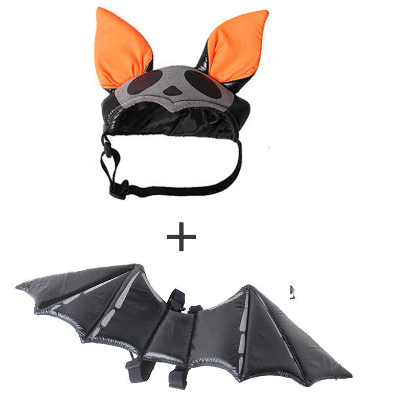 Halloween Ghost Festival Pet Costume, Dog & Cat Personality Hat with Bat Wings (S–L)