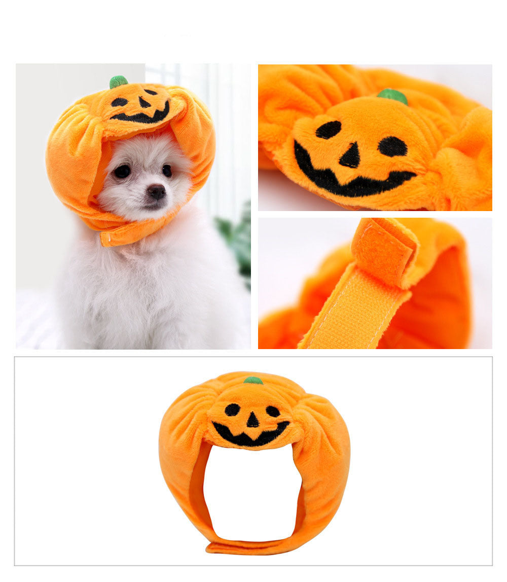 Fashion Halloween Pet Pumpkin Hat, Velvet Cat & Dog Costume Accessory