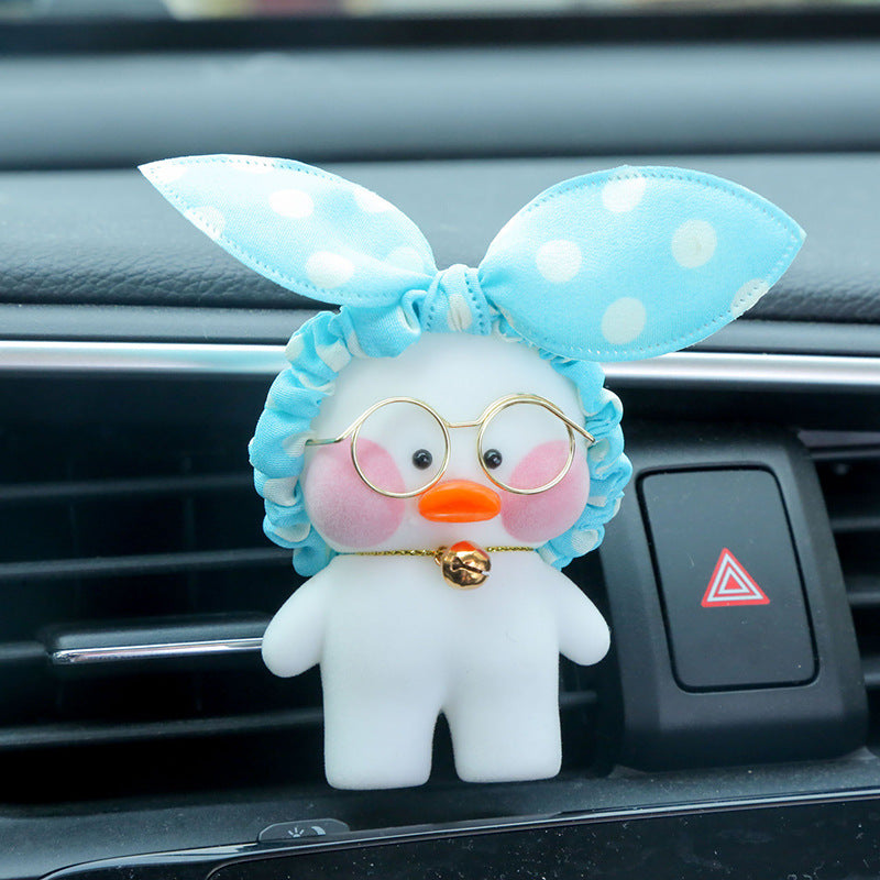 Kawaii Café Duck Toy – Cute Cartoon Plush Duck Doll for Car Decor & Gifts