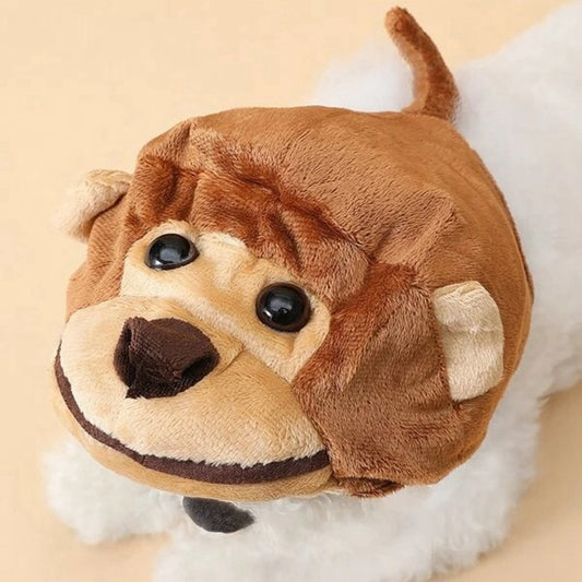 Monkey Cartoon Dog Hat, Cute Polyester Pet Costume for Cats & Dogs (S/M/L)