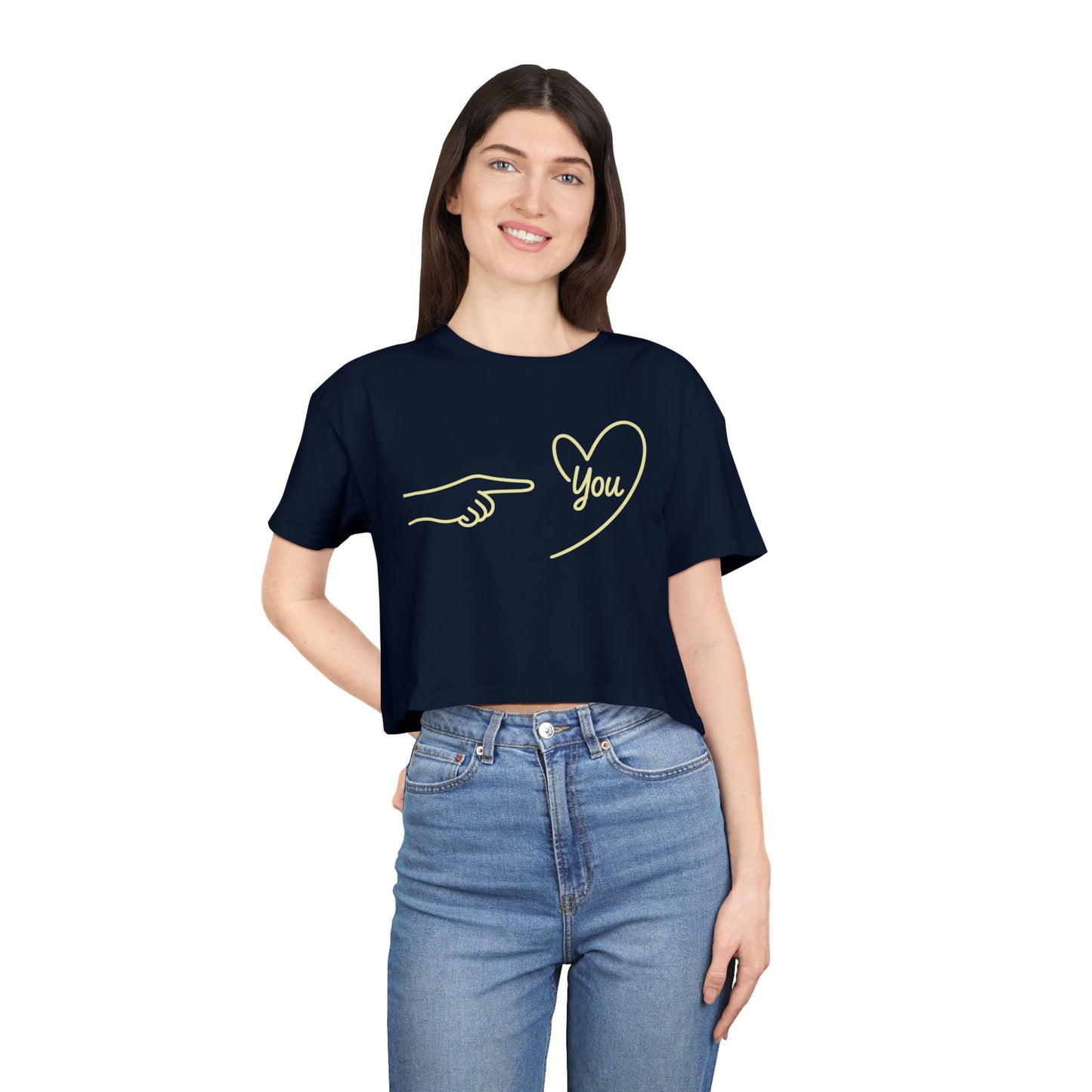 Minimal Line Art "You" Heart Pointing Design - Cute Valentine's Casual Top