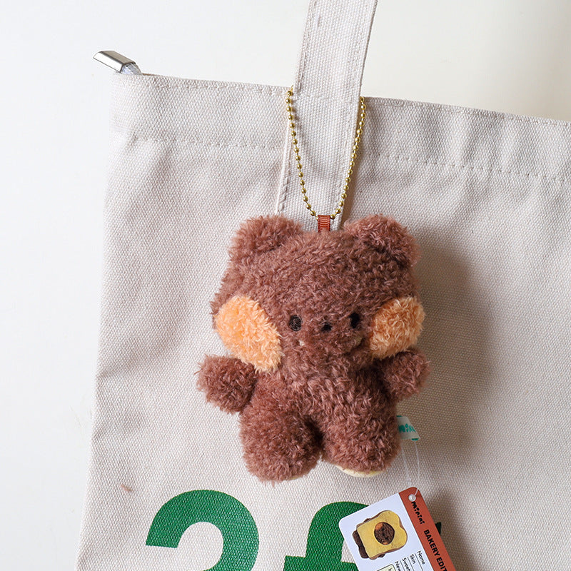 Bread Little Bear Plush Keychain – Cute Frog, Rabbit & Yellow Chicken Wallet Pendant