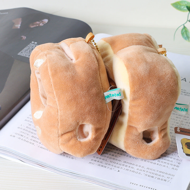 Bread Little Bear Plush Keychain – Cute Frog, Rabbit & Yellow Chicken Wallet Pendant