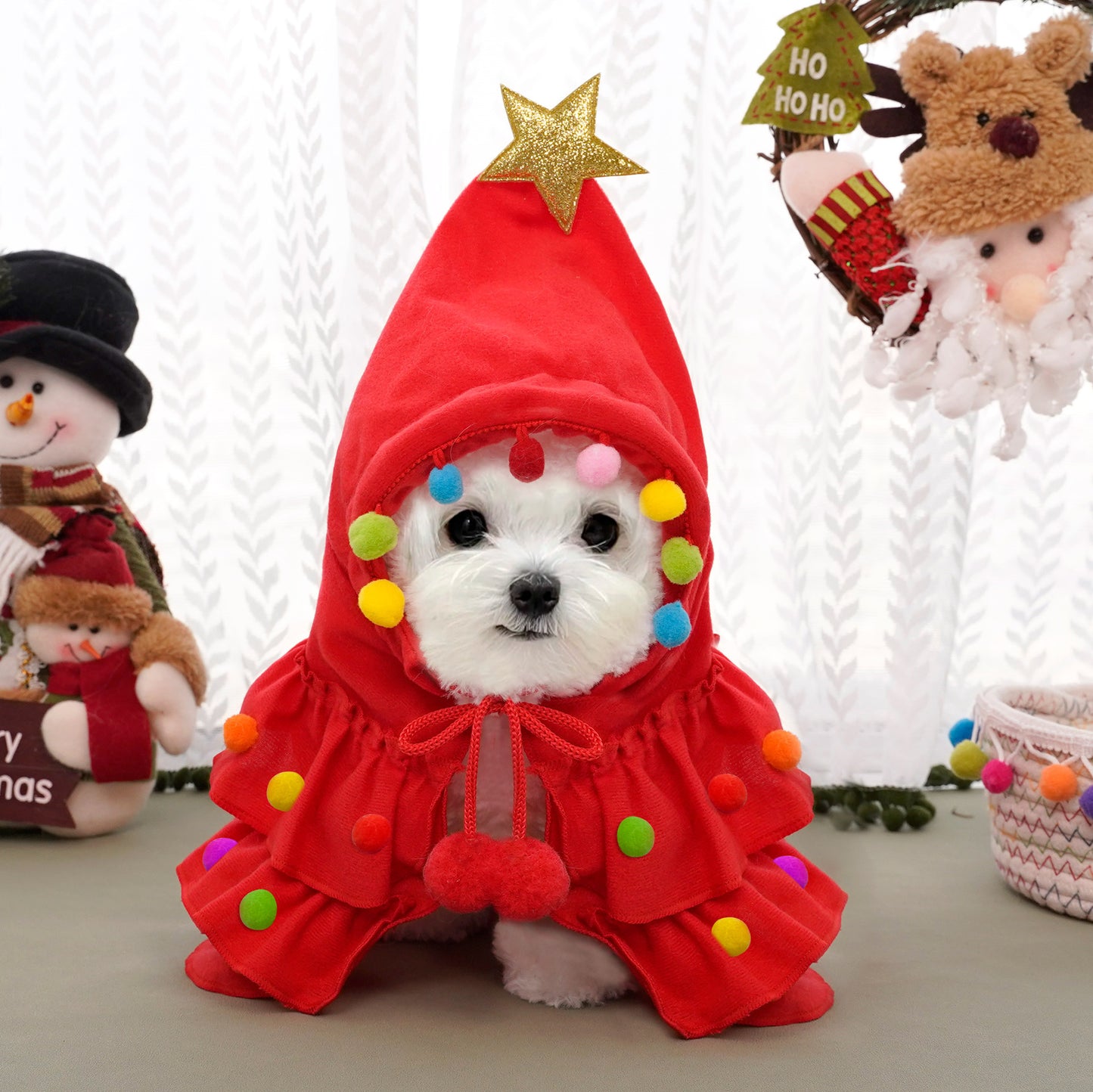 Autumn & Winter Christmas Pet Cloak, Two-Color Cape & Shawl Holiday Costume for Dogs and Cats (S–L)