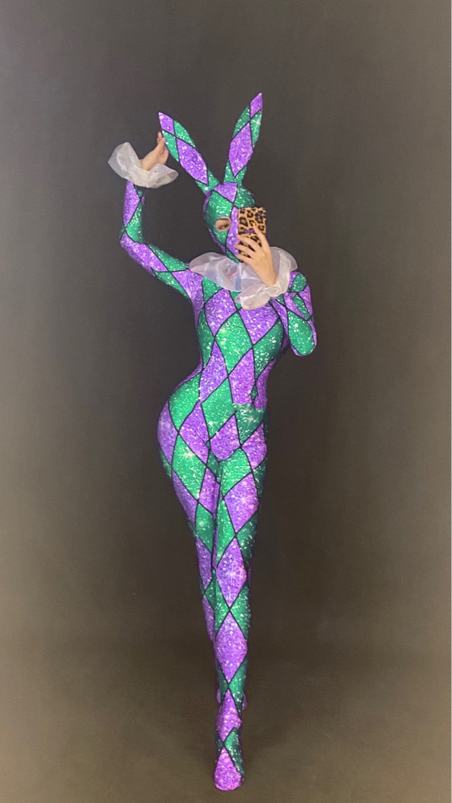 Bunny Girl Stage Costume, Adult Polyester Jumpsuit for Performances & Events