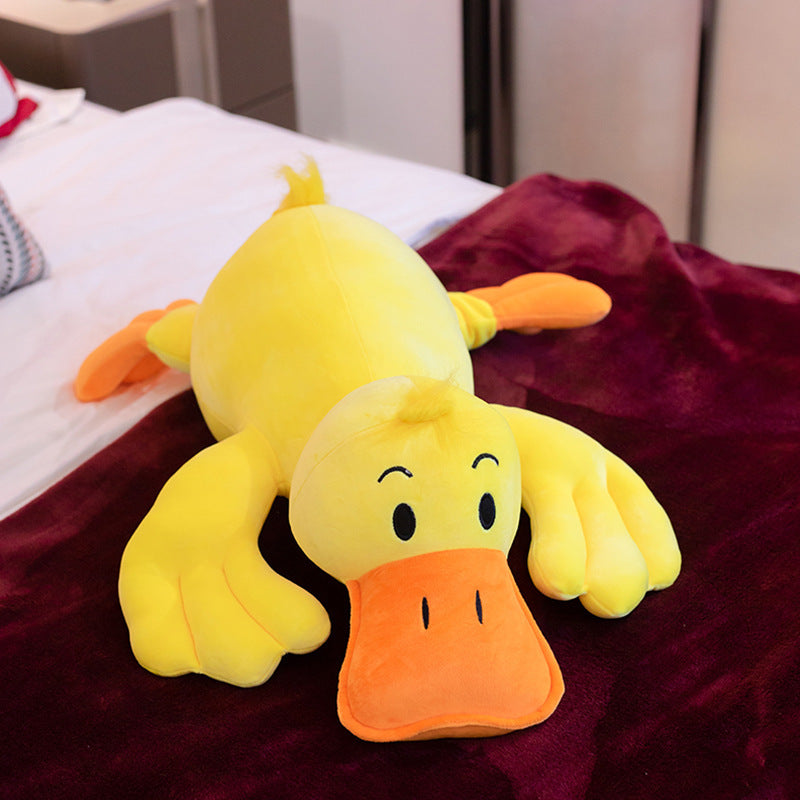 Soft Cute Lying-Style Big Yellow Duck Plush Toy – Cozy Down Cotton Plush Doll