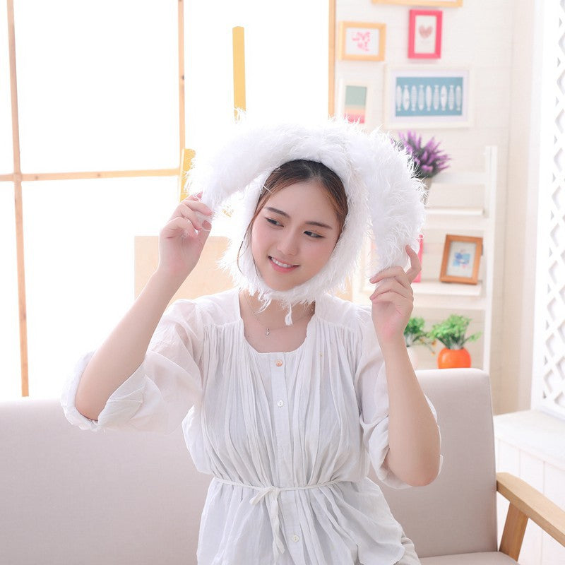 Hairy Bunny Ears Hat, Plush Rabbit Headgear & Photo Prop for Kids