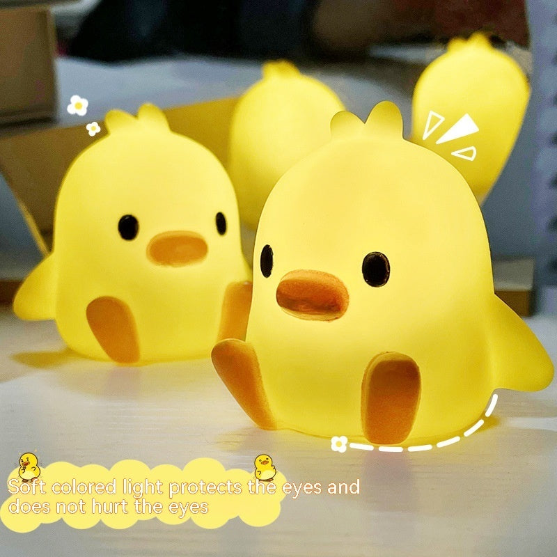 Cozy Glow: Small Yellow Duck Bedside Night Lamp Gift Set (Built-in Battery).