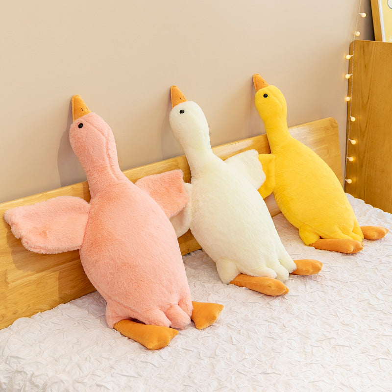 Sand Carving Duck & Big White Goose Plush Doll – Dehaired Angora-Style Long Sleeping Pillow Gift