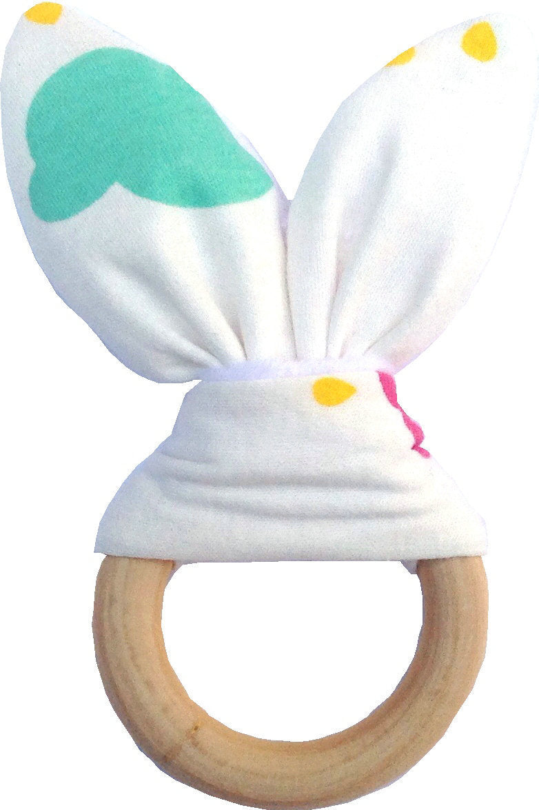 Baby Bunny Teething Ring, Bite-Safe Organic Wood Teether (Limited Stock)