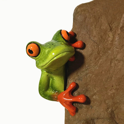 Desktop Fun: Cute Creative Resin Frog Sticker Ornaments (Peeping or Watching).