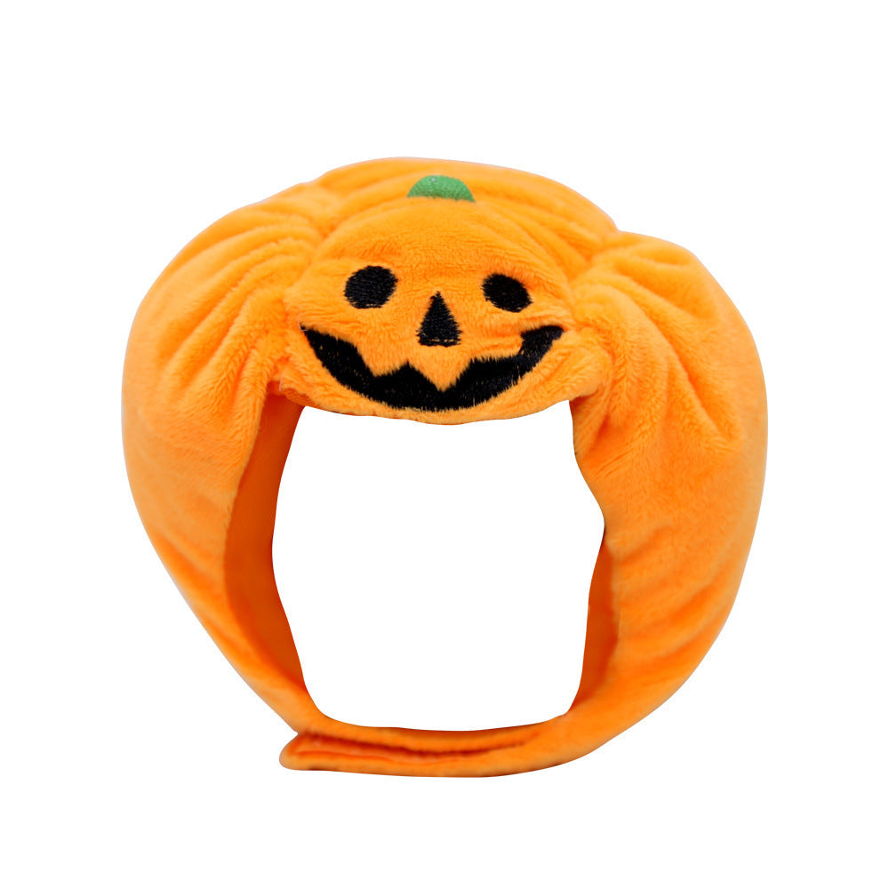 Fashion Halloween Pet Pumpkin Hat, Velvet Cat & Dog Costume Accessory