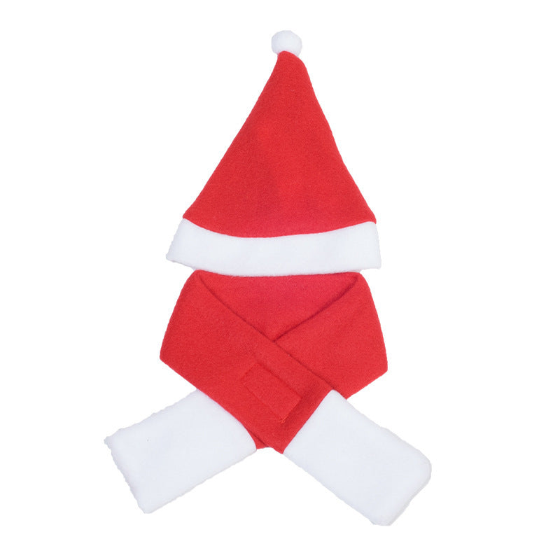 New Dog Christmas Hat & Scarf Set, Red Fleece Pet Holiday Clothing